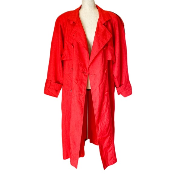 Vintage Belted Windbreaker Trench Shoulder Pads Size 12 - Picture 3 of 10